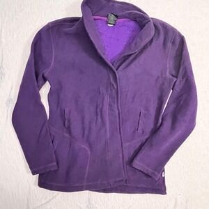 The North Face Women's Purple Fleece Cardigan Open Front Pockets Size M/M